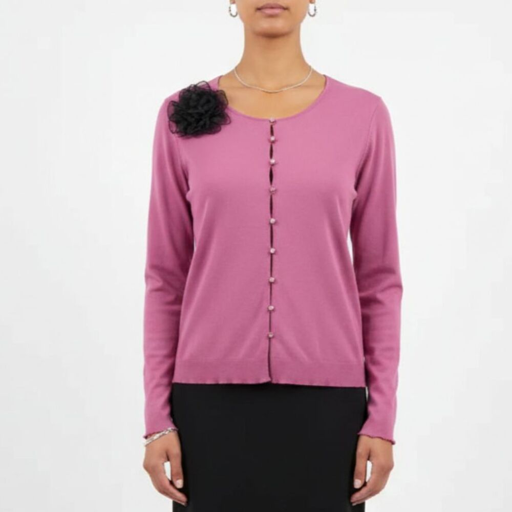 Anthropologie Pink Long Sleeve Nylon Button Up Weston Wear Top M